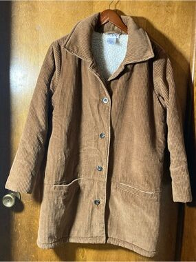 VTG Blair Corduroy Shacket Women M Brown Sherpa Lined Chore Barn Coat Winter Y2K